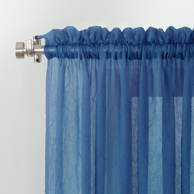 No. 918 Erica Crushed Sheer Voile Rod Pocket Curtain Panel, 51" x 63", Blue - Image 2